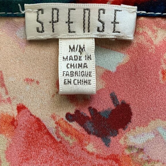 Spense Watercolor Floral Semi-Sheer Short Sleeve Tunic Top M 104F - Picture 5 of 6